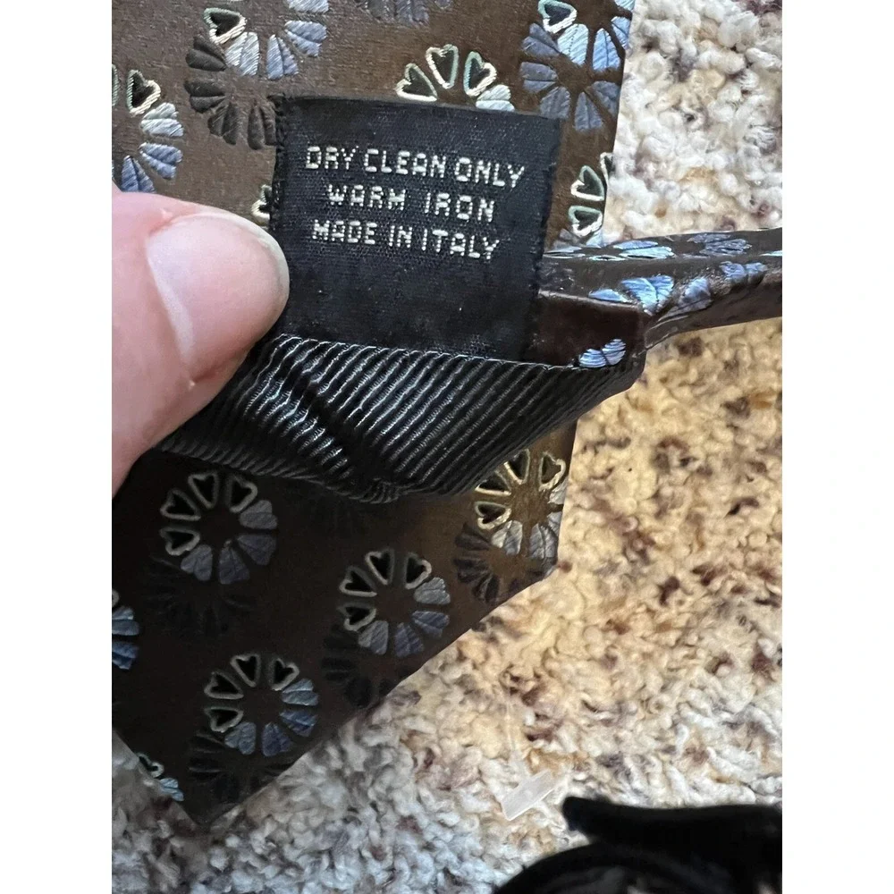 ERMENEGILDO ZEGNA New Brown Blue Floral Silk Neck Tie 3.5